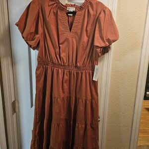 Chic Rust Midi Dress